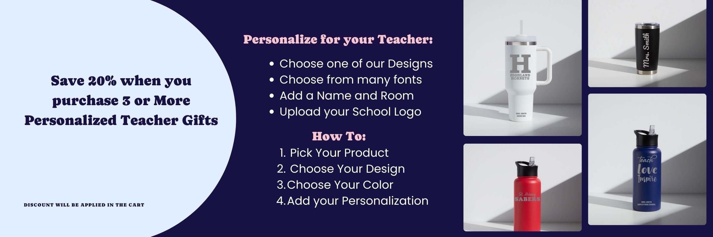 Personalized Teacher Stainless Drinkware Gifts
