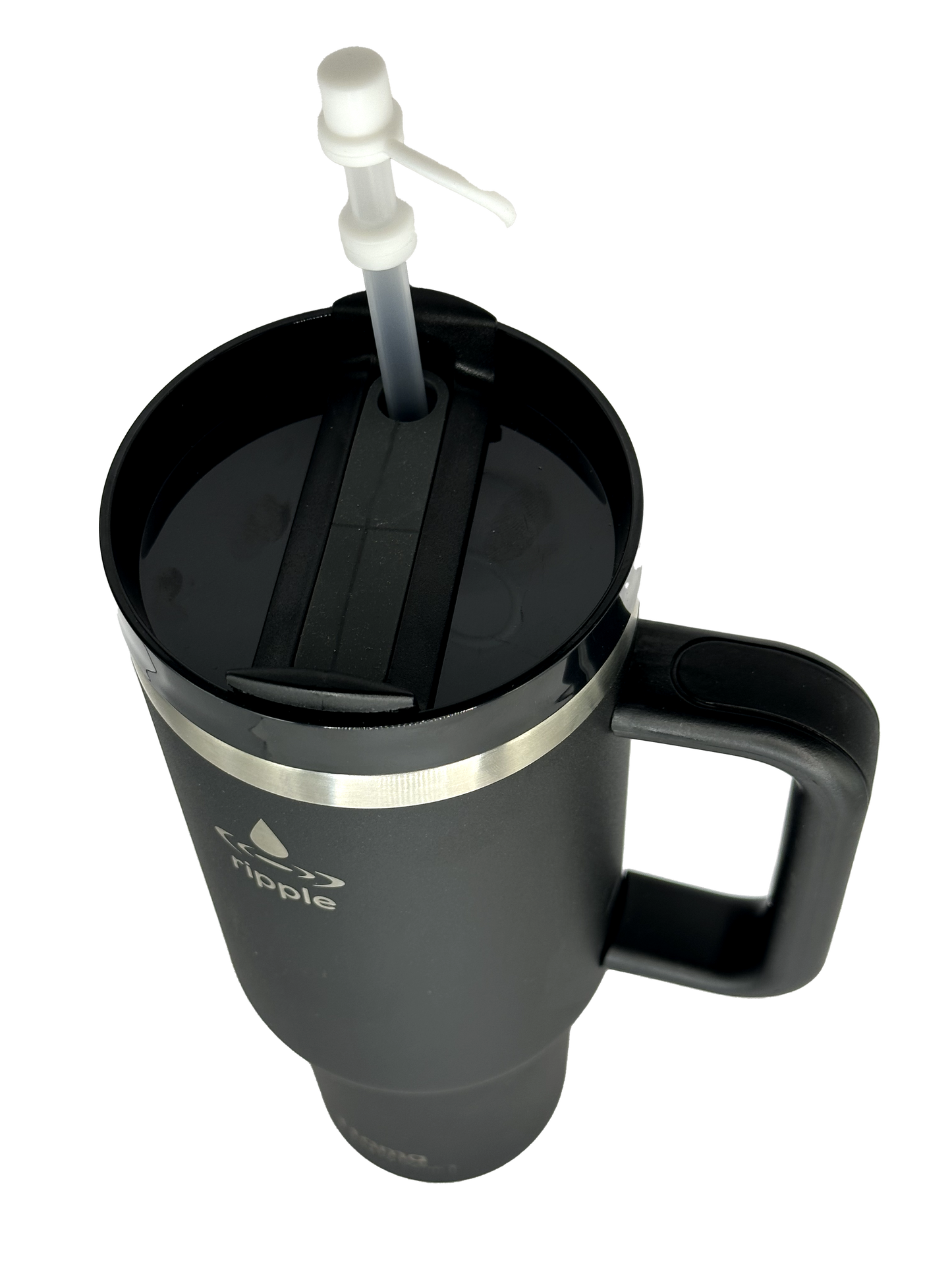 40oz Black Ripple Tumbler with Handle