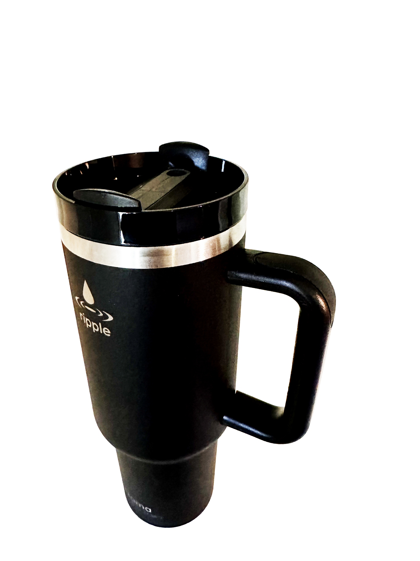 40oz Black Ripple Tumbler with Handle