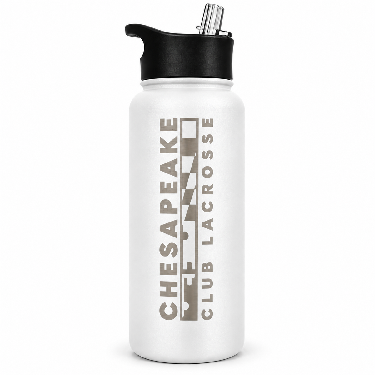 Chesapeake Club Lacrosse 32oz Water Bottle (White)
