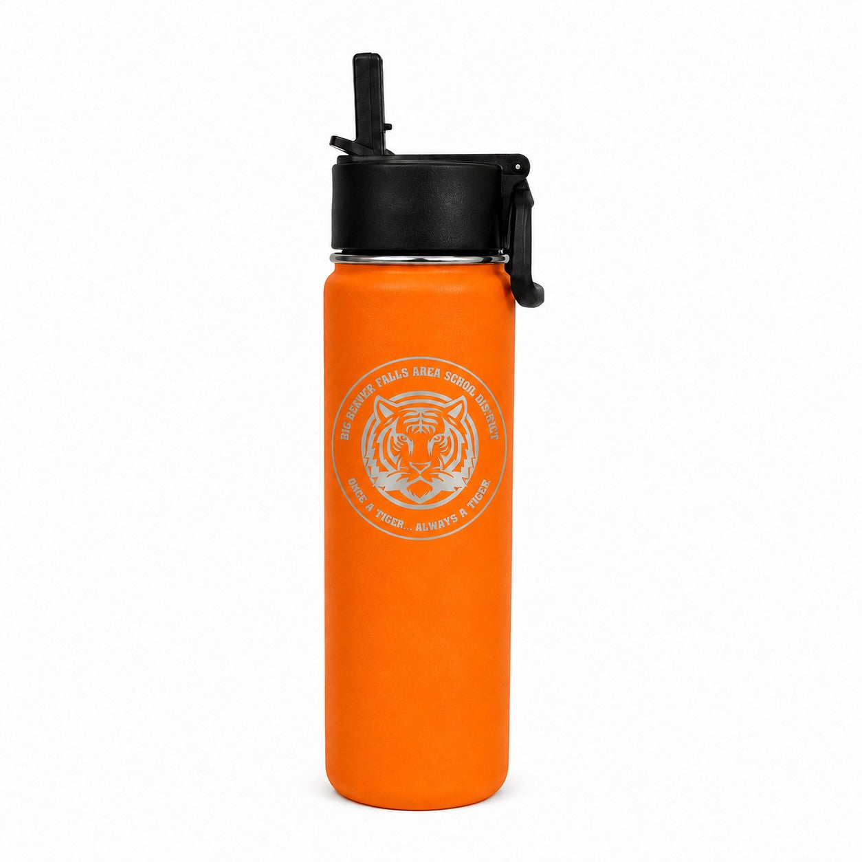 Beaver Falls High School 22 oz. Stainless Steel Black Water Bottle "Tiger" Logo