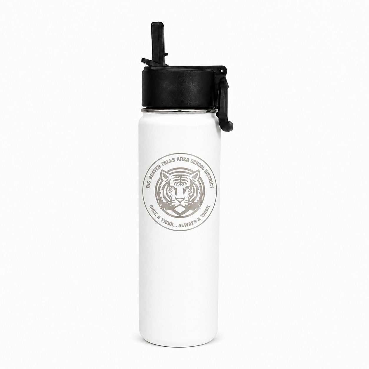 Beaver Falls High School 22 oz. Stainless Steel Black Water Bottle "Tiger" Logo